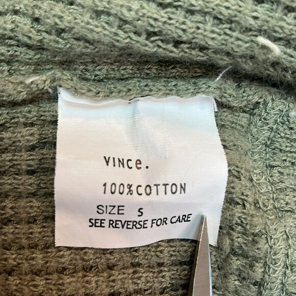 Vince Waffle Knit Hooded Jacket  Zip-Up Sage Green Womens Small 100% Cotton - Picture 11 of 13